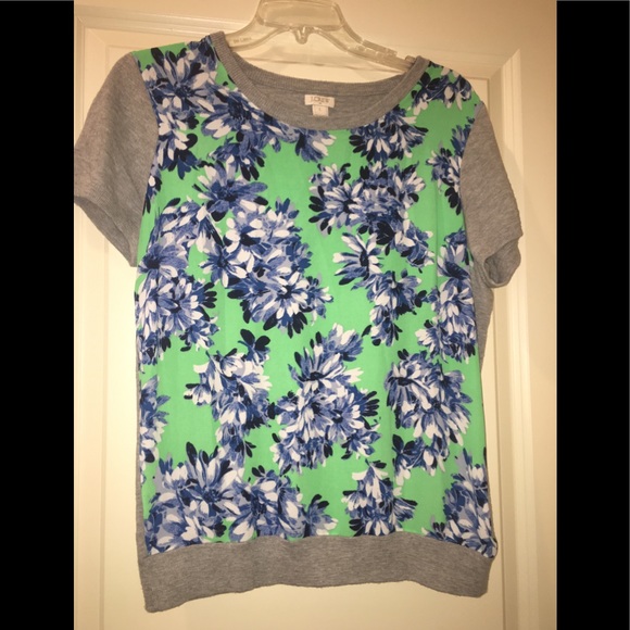 J. Crew Tops - JCrew Factory sweater mixed media floral top
